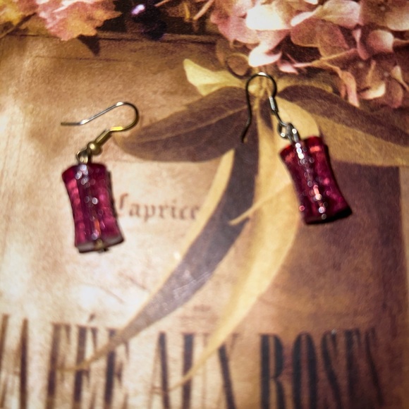 Glass beaded teardrop earrings 90’s style - Picture 7 of 7